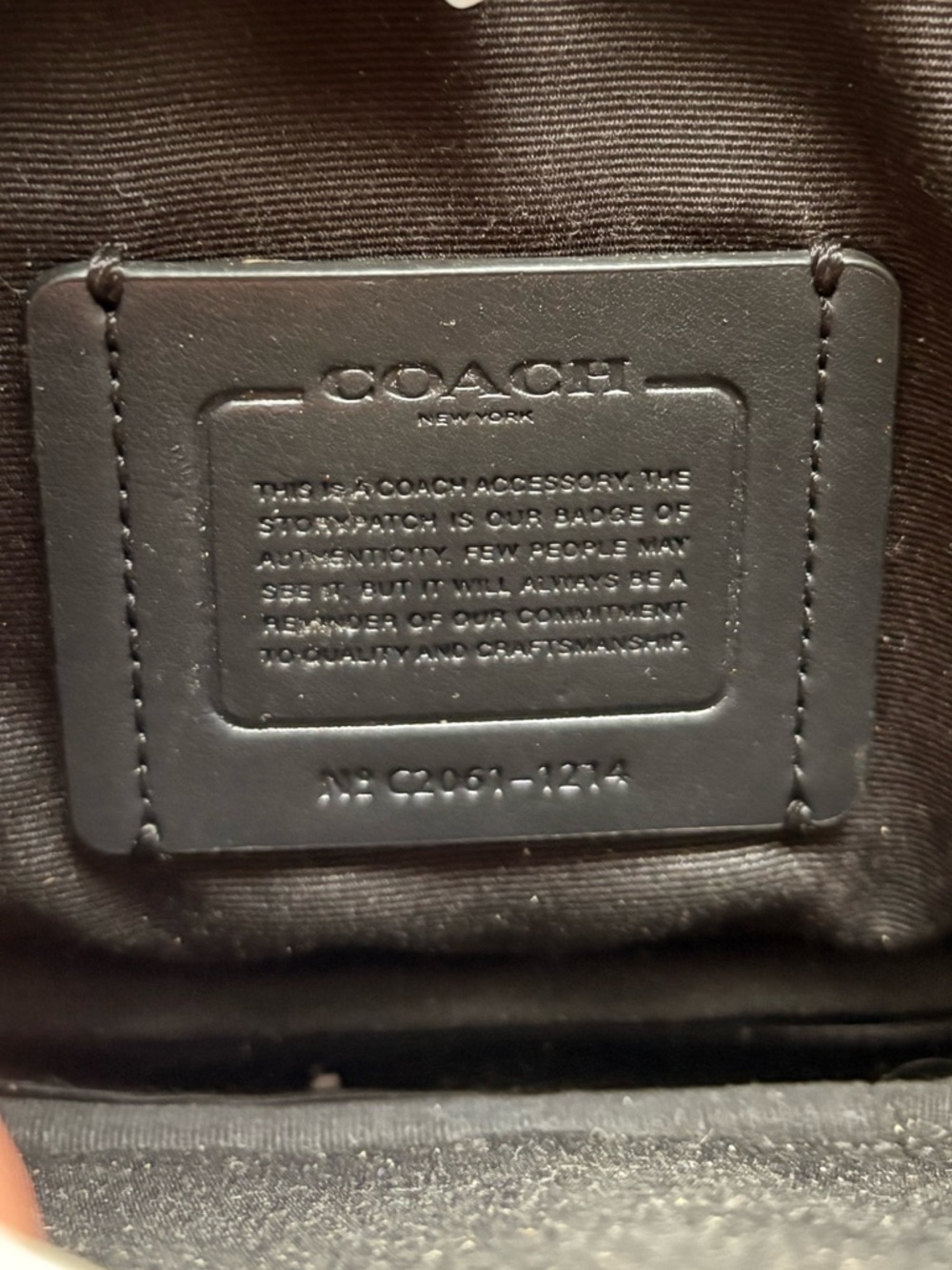 Coach Men/ Women Black Leather Crossbody Pouch with Blue and Red Trim- No strap - Picture 3 of 6